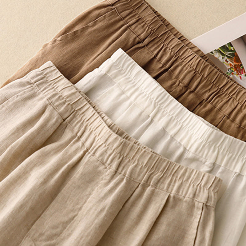 Buddha Stones Casualowe Gładkie Żabki-Guziki Projekt 7-8 Długość Bawełna Lniane Damskie Spodnie Harem Z Kieszeniami - image 20