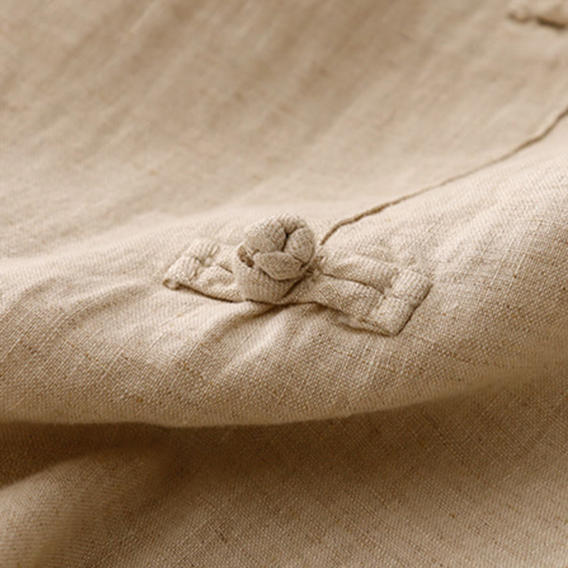 Buddha Stones Casualowe Gładkie Żabki-Guziki Projekt 7-8 Długość Bawełna Lniane Damskie Spodnie Harem Z Kieszeniami - image 14