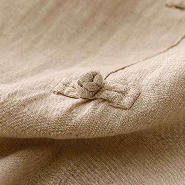 Buddha Stones Casualowe Gładkie Żabki-Guziki Projekt 7-8 Długość Bawełna Lniane Damskie Spodnie Harem Z Kieszeniami - image 14