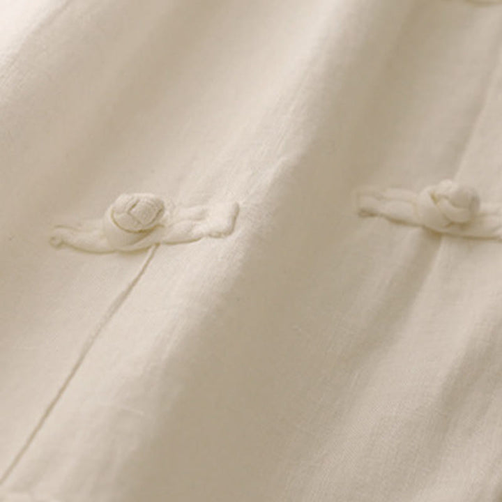 Buddha Stones Casualowe Gładkie Żabki-Guziki Projekt 7-8 Długość Bawełna Lniane Damskie Spodnie Harem Z Kieszeniami - image 12