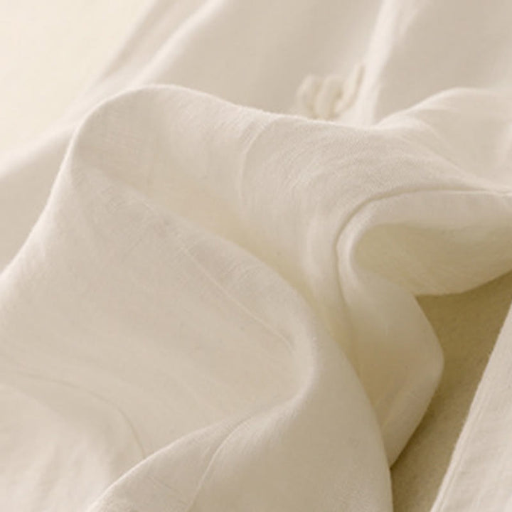 Buddha Stones Casualowe Gładkie Żabki-Guziki Projekt 7-8 Długość Bawełna Lniane Damskie Spodnie Harem Z Kieszeniami - image 5