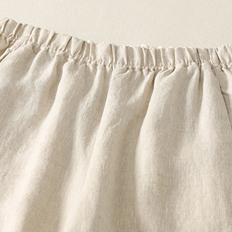 Buddha Stones Codzienne Proste Proste Projekty Bawełniane Lniane Spodnie Damskie Z Kieszeniami - image 2