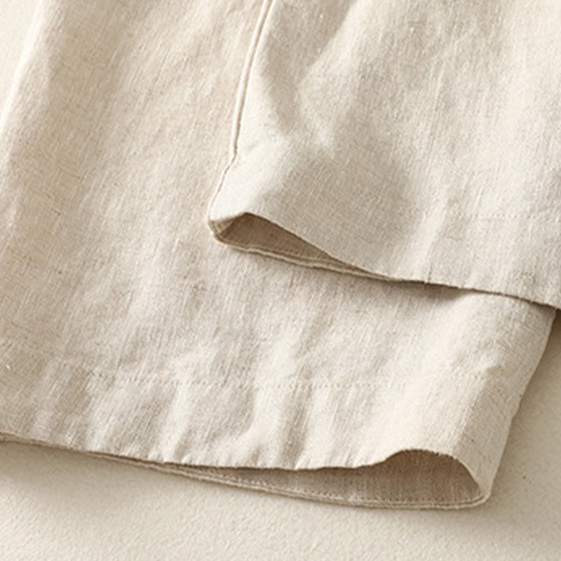 Buddha Stones Codzienne Proste Proste Projekty Bawełniane Lniane Spodnie Damskie Z Kieszeniami - image 5