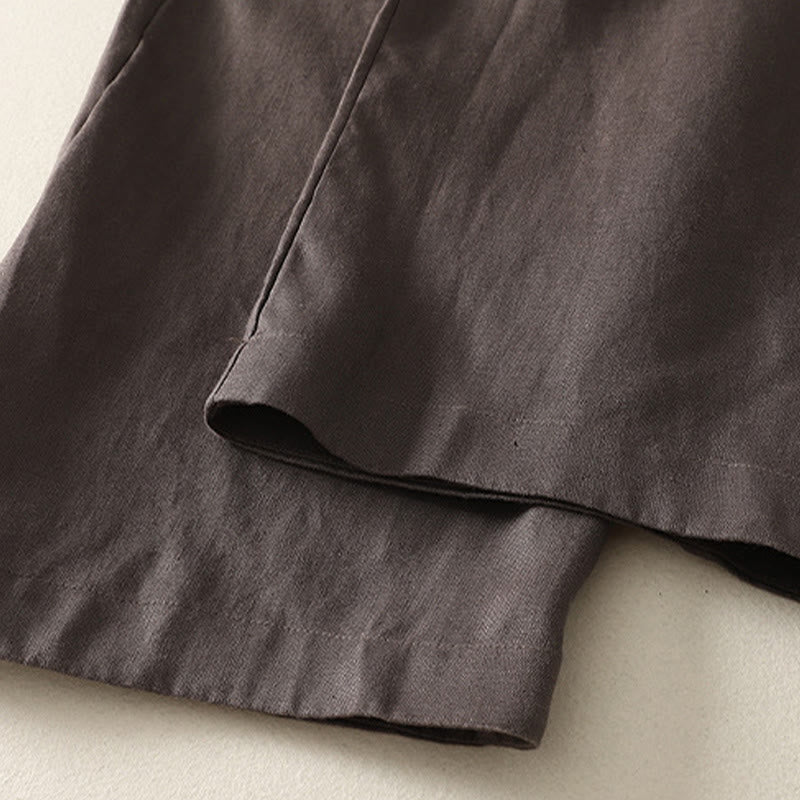 Buddha Stones Codzienne Proste Proste Projekty Bawełniane Lniane Spodnie Damskie Z Kieszeniami - image 14