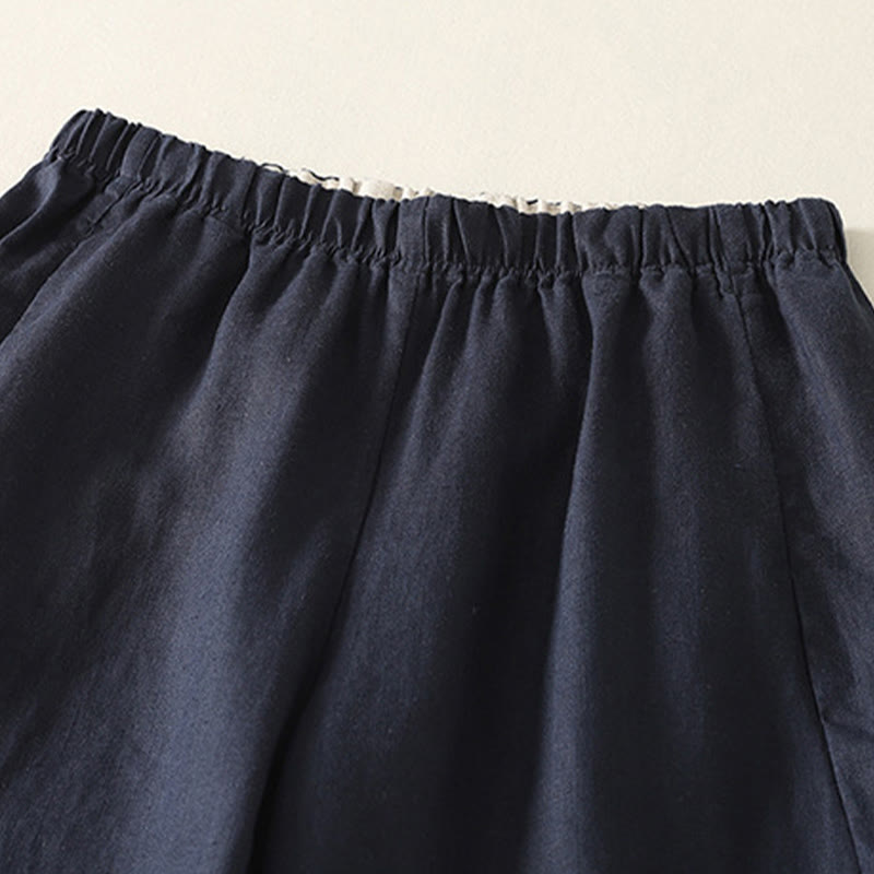 Buddha Stones Codzienne Proste Proste Projekty Bawełniane Lniane Spodnie Damskie Z Kieszeniami - image 16