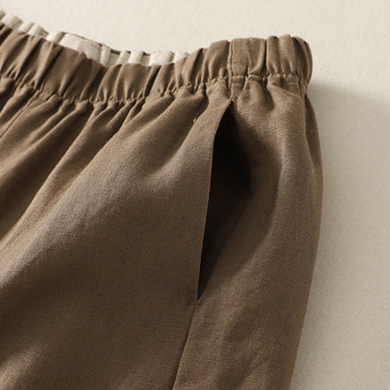 Buddha Stones Codzienne Proste Proste Projekty Bawełniane Lniane Spodnie Damskie Z Kieszeniami - image 9