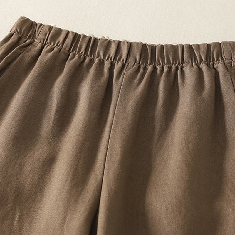 Buddha Stones Codzienne Proste Proste Projekty Bawełniane Lniane Spodnie Damskie Z Kieszeniami - image 8