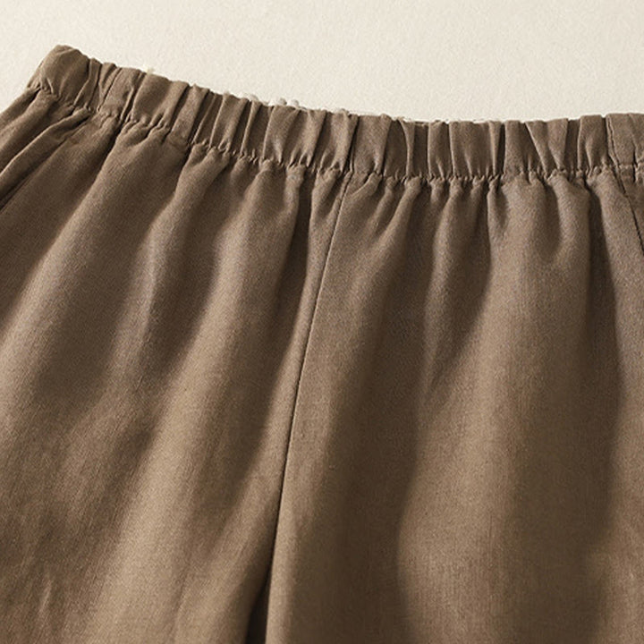 Buddha Stones Codzienne Proste Proste Projekty Bawełniane Lniane Spodnie Damskie Z Kieszeniami - image 8