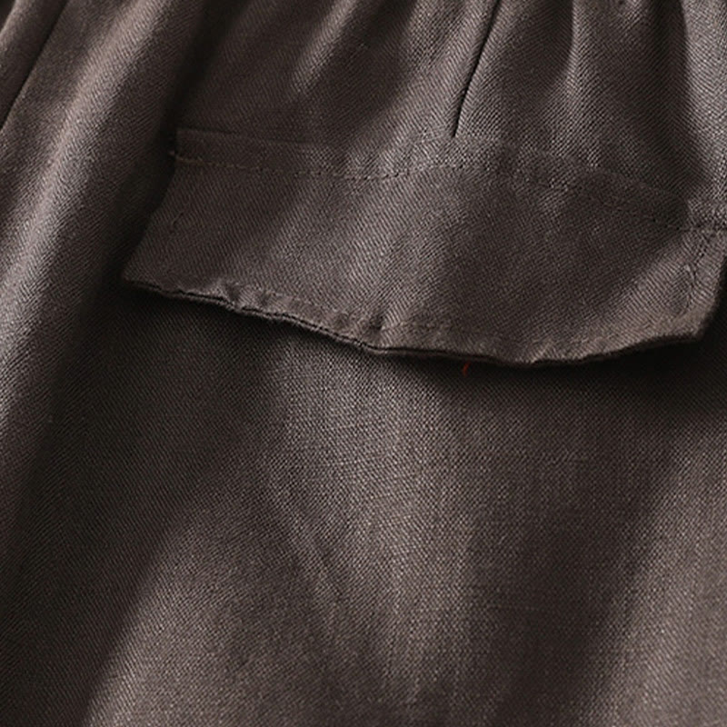 Buddha Stones Codzienne Proste Proste Projekty Bawełniane Lniane Spodnie Damskie Z Kieszeniami - image 13