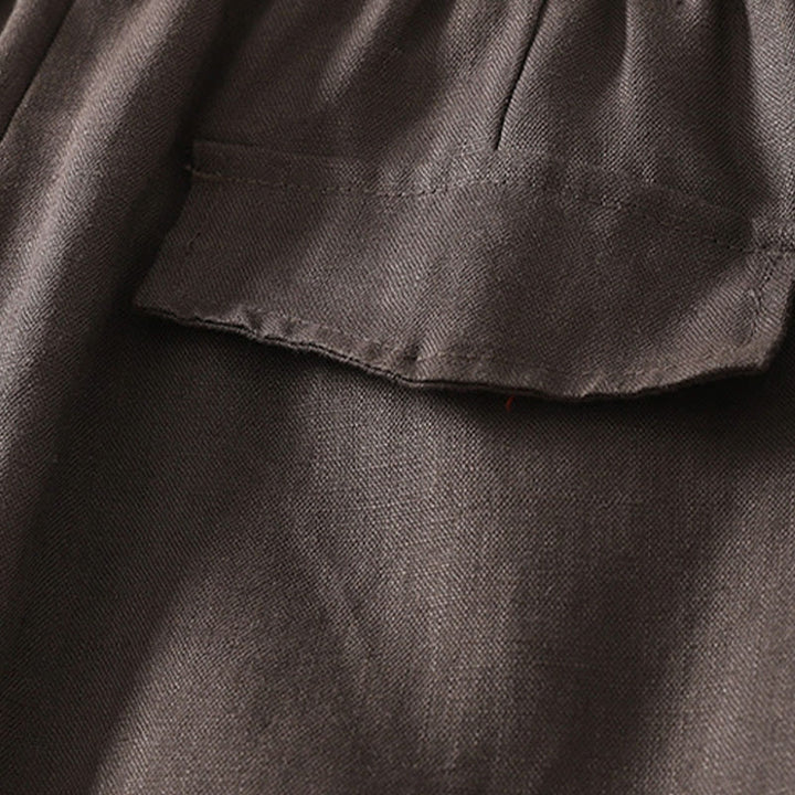 Buddha Stones Codzienne Proste Proste Projekty Bawełniane Lniane Spodnie Damskie Z Kieszeniami - image 13