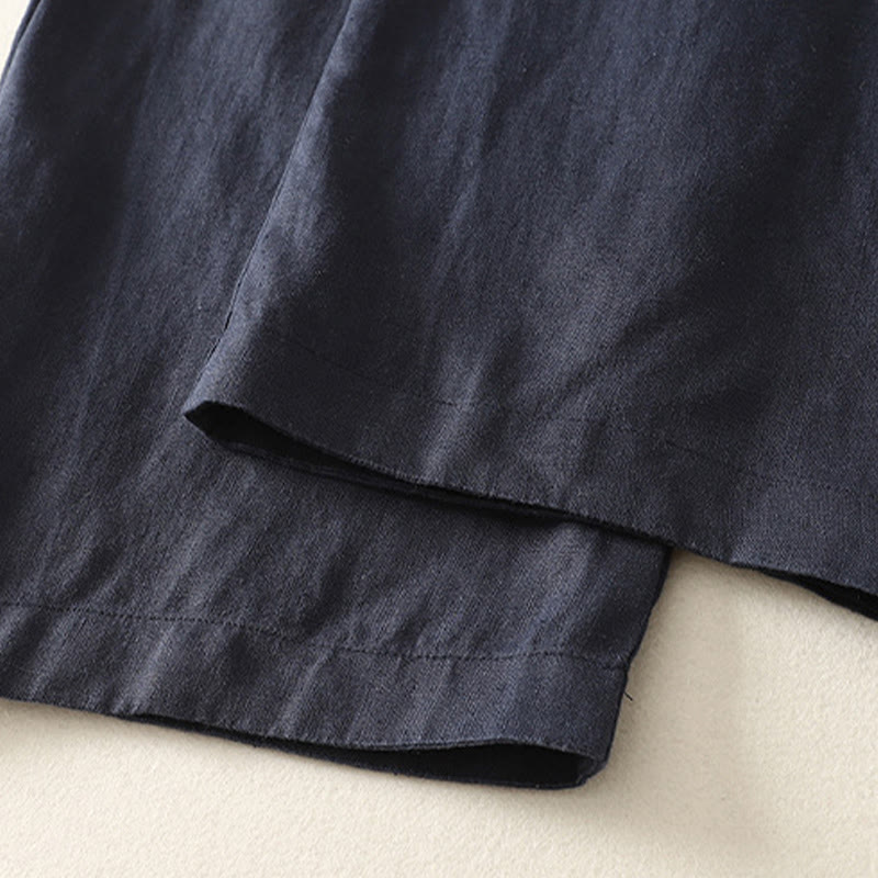 Buddha Stones Codzienne Proste Proste Projekty Bawełniane Lniane Spodnie Damskie Z Kieszeniami - image 18