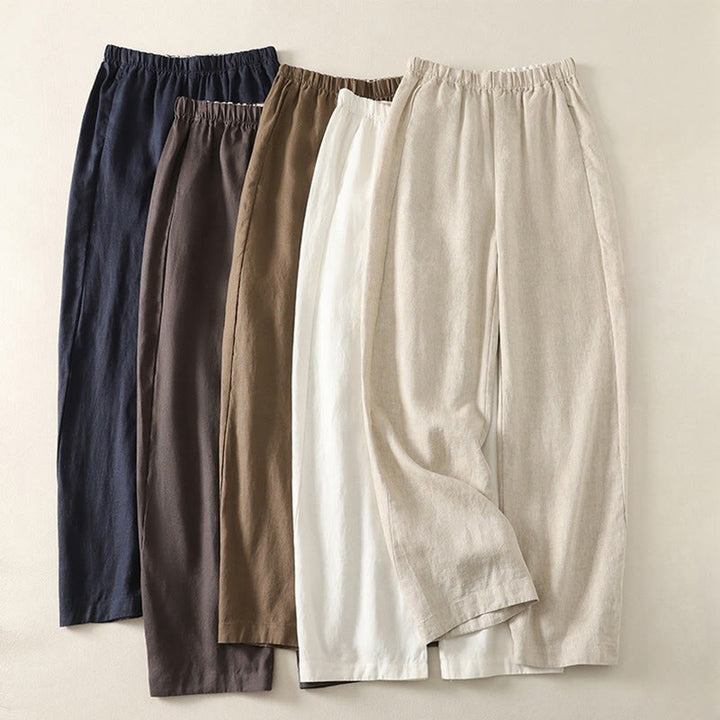 Buddha Stones Codzienne Proste Proste Projekty Bawełniane Lniane Spodnie Damskie Z Kieszeniami - image 20