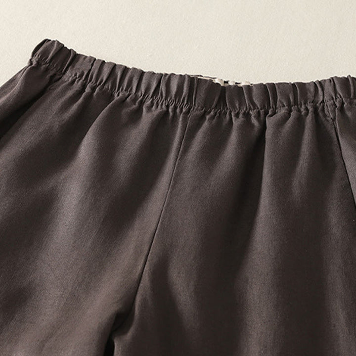 Buddha Stones Codzienne Proste Proste Projekty Bawełniane Lniane Spodnie Damskie Z Kieszeniami - image 12