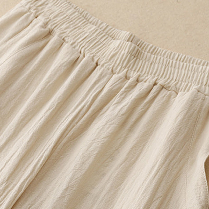 Buddha Stones Codzienny Gładki Elastyczny Pas Bawełna Lniane Spodnie Damskie Z Kieszeniami - image 10