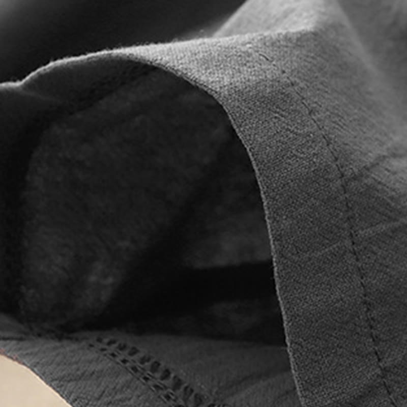 Buddha Stones Codzienny Gładki Elastyczny Pas Bawełna Lniane Spodnie Damskie Z Kieszeniami - image 5