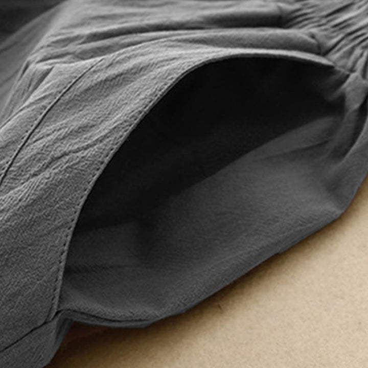 Buddha Stones Codzienny Gładki Elastyczny Pas Bawełna Lniane Spodnie Damskie Z Kieszeniami - image 6