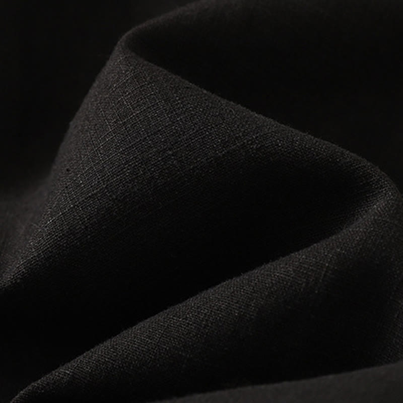 Spodnie damskie z kieszeniami, elastyczne, bawełniane i lniane, z Buddha Stones Commute w jednolitym kolorze - image 13