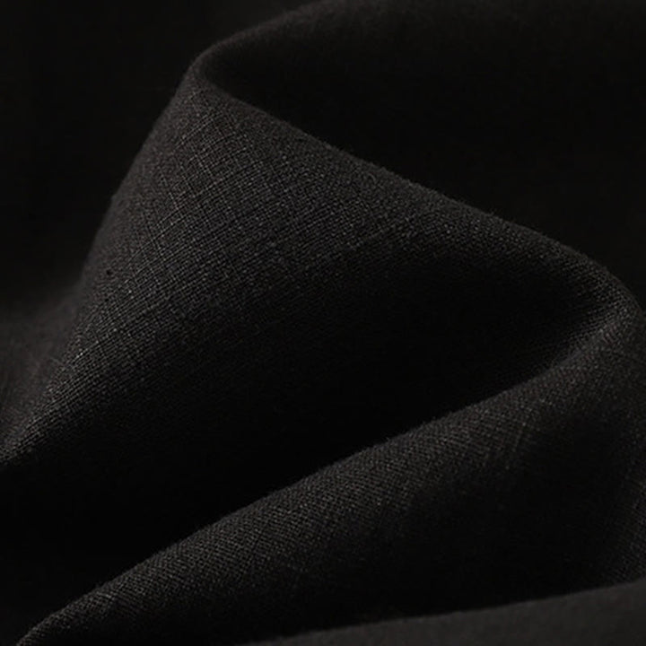 Spodnie damskie z kieszeniami, elastyczne, bawełniane i lniane, z Buddha Stones Commute w jednolitym kolorze - image 13