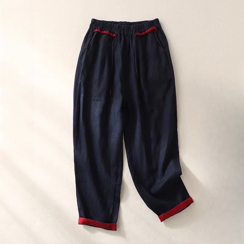 Spodnie damskie Buddha Stones Commute Color Contrast ze ściągaczem, długość 7-8, z kieszeniami - MidnightBlue - US14, UK/AU18, EU46 (4XL) - image 22