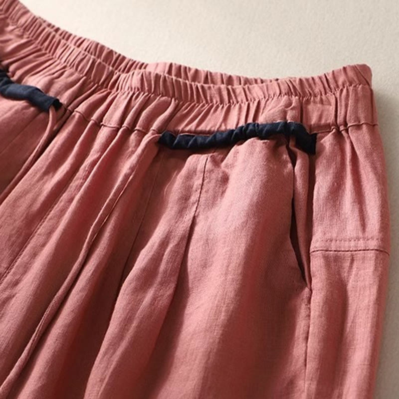 Spodnie damskie Buddha Stones Commute Color Contrast ze ściągaczem, długość 7-8, z kieszeniami - image 1