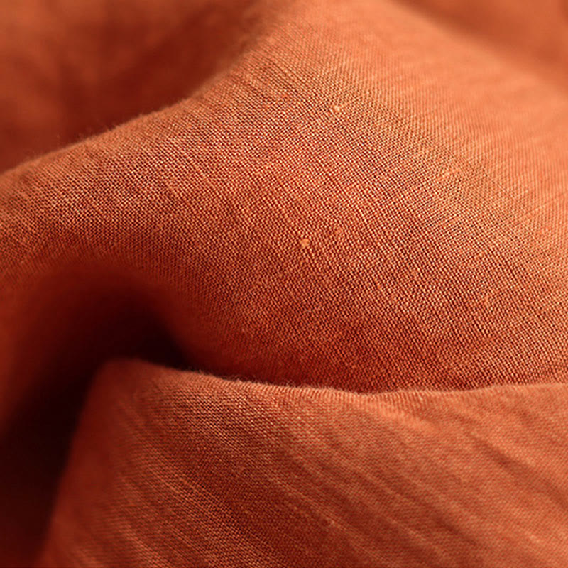 Buddha Stones Casual Gładkie Zmarszczki Projekt Ściągacz 9 Długość Bawełna Lniane Damskie Szerokie Nogawki Spodnie Z Kieszeniami - image 9