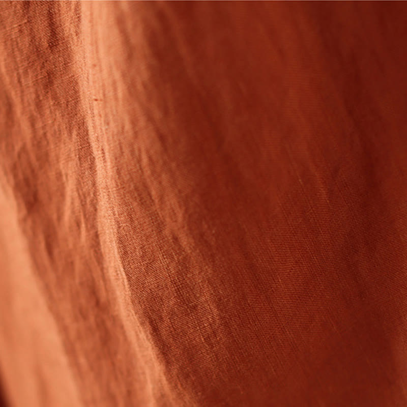 Buddha Stones Casual Gładkie Zmarszczki Projekt Ściągacz 9 Długość Bawełna Lniane Damskie Szerokie Nogawki Spodnie Z Kieszeniami - image 7