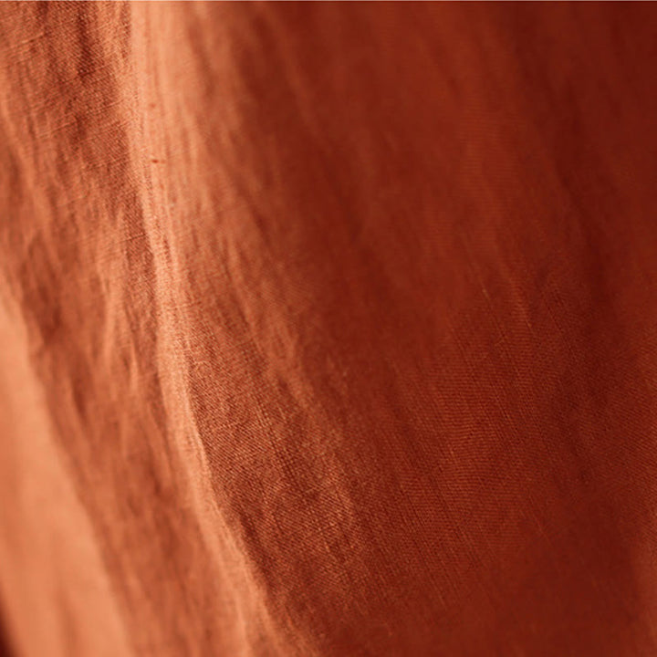 Buddha Stones Casual Gładkie Zmarszczki Projekt Ściągacz 9 Długość Bawełna Lniane Damskie Szerokie Nogawki Spodnie Z Kieszeniami - image 7