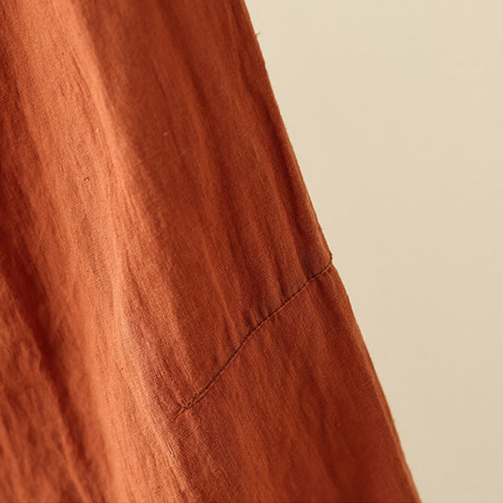 Buddha Stones Casual Gładkie Zmarszczki Projekt Ściągacz 9 Długość Bawełna Lniane Damskie Szerokie Nogawki Spodnie Z Kieszeniami - image 11