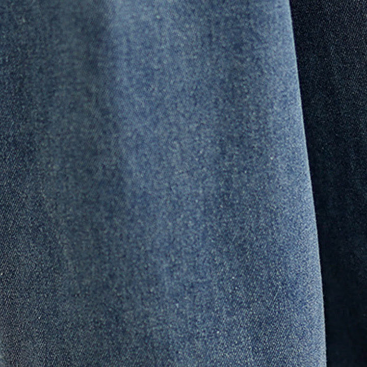 Buddha Stones Jesień Vintage Zniszczony Projekt Wysoki Stan Damskie Szerokie Spodnie Nogawki Z Kieszeniami - image 8