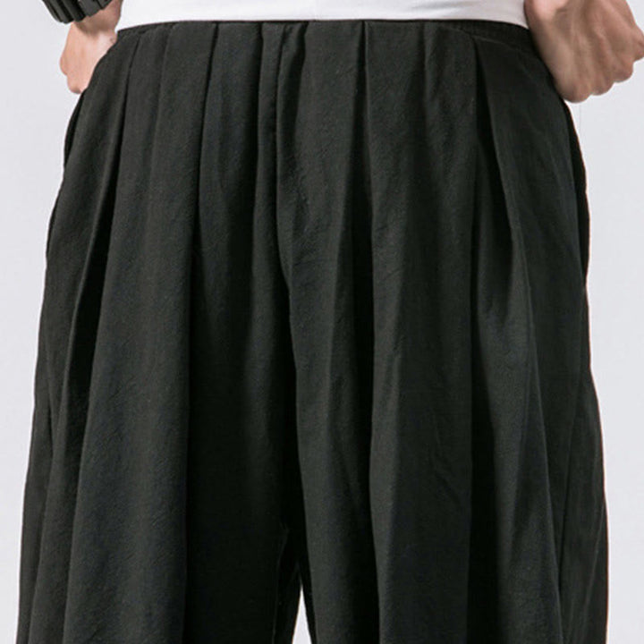Spodnie sportowe męskie z bawełny w jednolitym kolorze, ściągane sznurkiem i kieszeniami, Buddha Stones Casual Sports - image 13