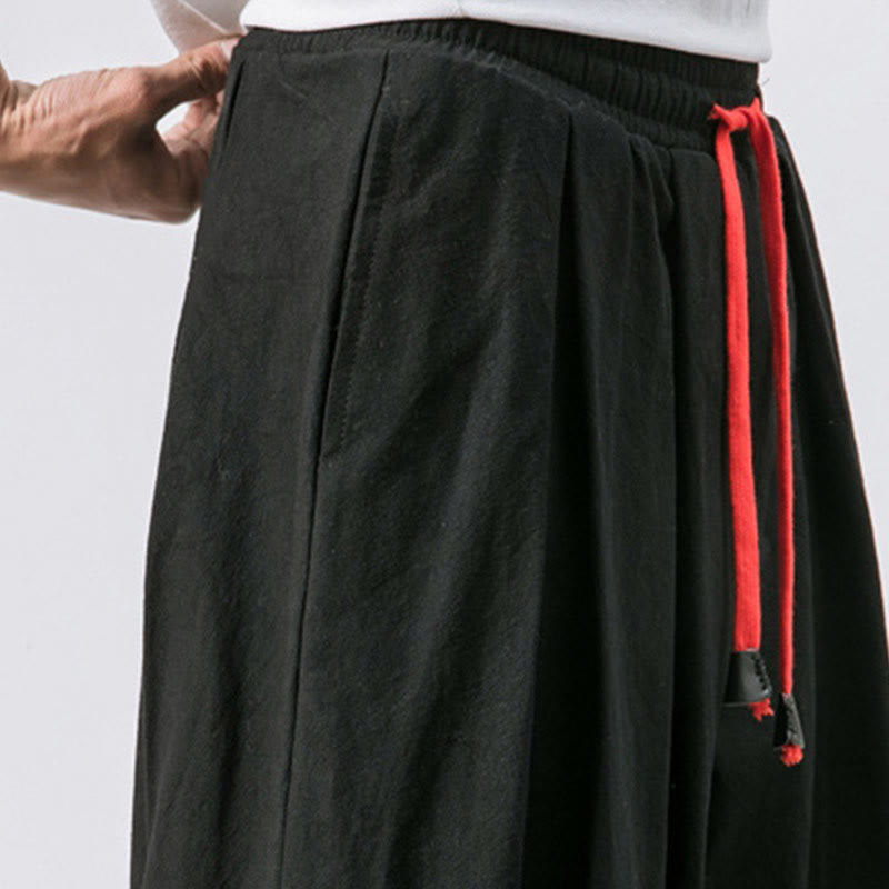 Spodnie sportowe męskie z bawełny w jednolitym kolorze, ściągane sznurkiem i kieszeniami, Buddha Stones Casual Sports - image 12