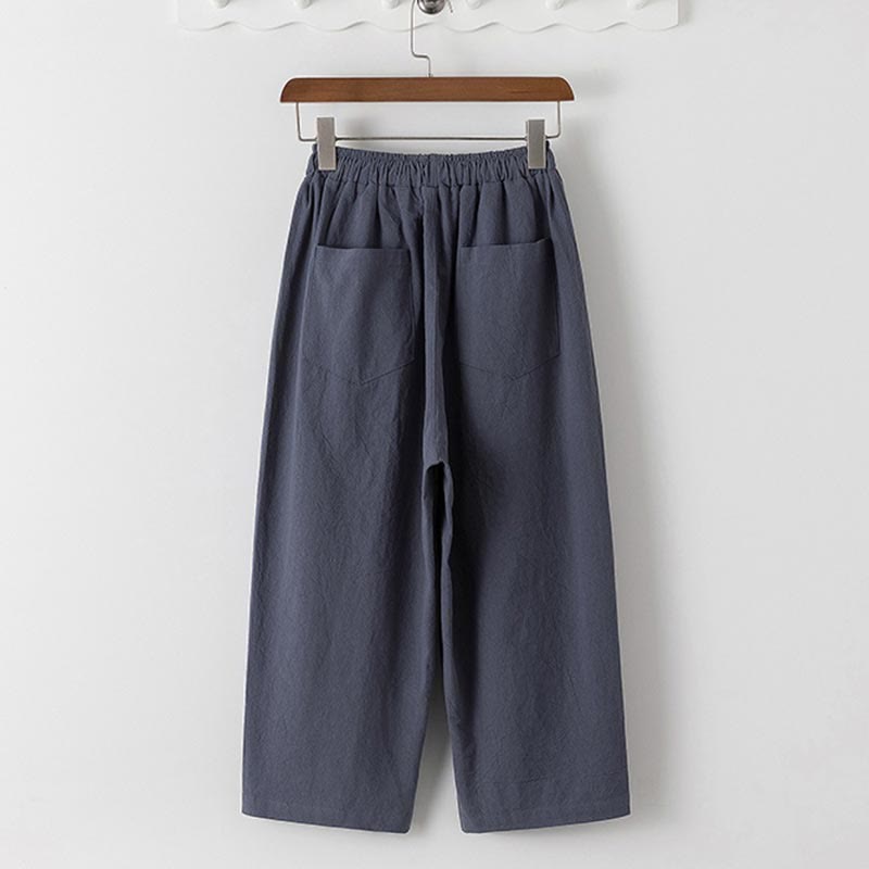 Letnia koszulka z krótkim rękawem i gładkimi Buddha Stones , 2 sztuki, spodnie o długości 7-8, bawełniano-lniany strój Tang, męski zestaw ubrań do medytacji z kieszeniami - image 4