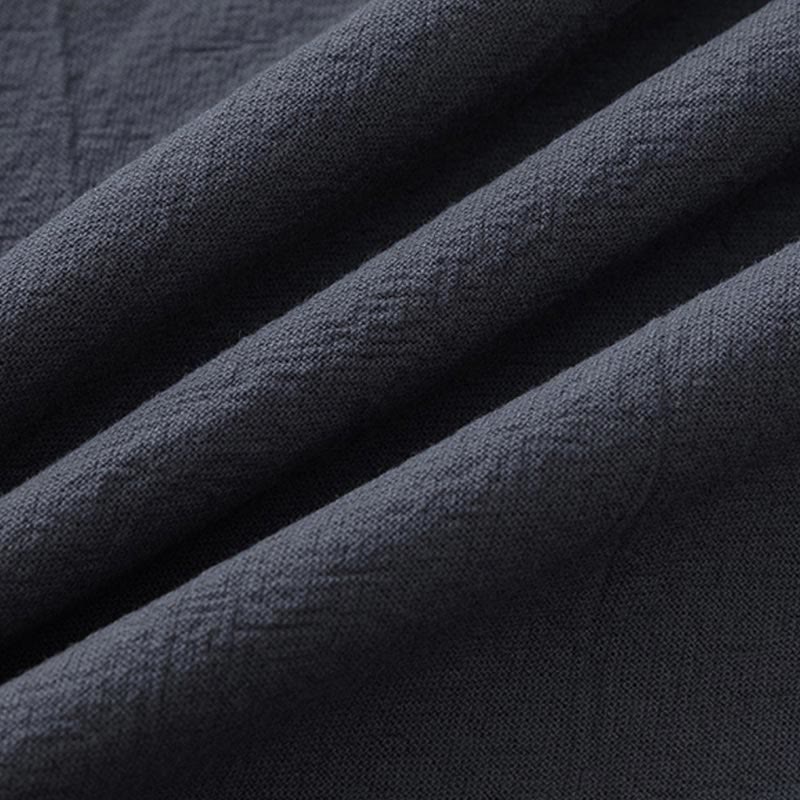 Letnia koszulka z krótkim rękawem i gładkimi Buddha Stones , 2 sztuki, spodnie o długości 7-8, bawełniano-lniany strój Tang, męski zestaw ubrań do medytacji z kieszeniami - image 3