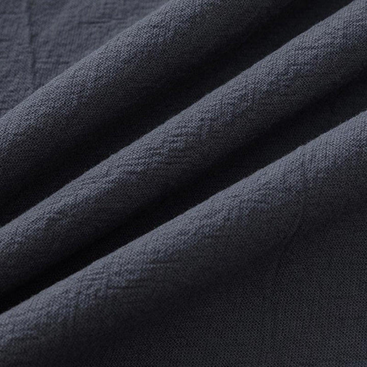 Letnia koszulka z krótkim rękawem i gładkimi Buddha Stones , 2 sztuki, spodnie o długości 7-8, bawełniano-lniany strój Tang, męski zestaw ubrań do medytacji z kieszeniami - image 3