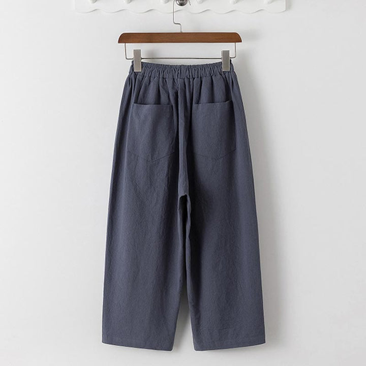 Letnia koszulka z krótkim rękawem i gładkimi Buddha Stones , 2 sztuki, spodnie o długości 7-8, bawełniano-lniany strój Tang, męski zestaw ubrań do medytacji z kieszeniami - image 4