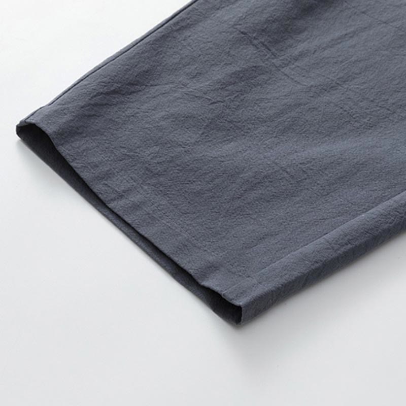 Letnia koszulka z krótkim rękawem i gładkimi Buddha Stones , 2 sztuki, spodnie o długości 7-8, bawełniano-lniany strój Tang, męski zestaw ubrań do medytacji z kieszeniami - image 9