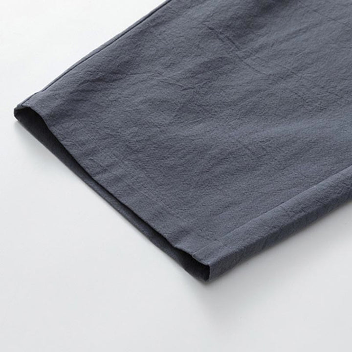 Letnia koszulka z krótkim rękawem i gładkimi Buddha Stones , 2 sztuki, spodnie o długości 7-8, bawełniano-lniany strój Tang, męski zestaw ubrań do medytacji z kieszeniami - image 9