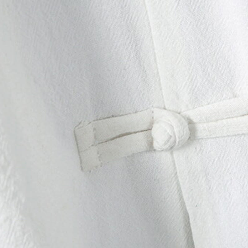 Koszula męska z krótkim rękawem, bawełniana, lniana, z guzikami w kształcie żaby, z motywem Buddha Stones , letnia, patchworkowa - image 6