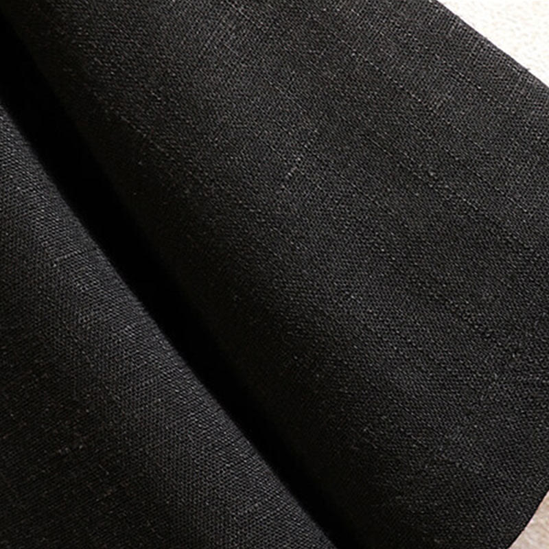 Koszula męska z krótkim rękawem z bawełny i lnu w jednolitym kolorze z nadrukiem „Buddha Stones Summer Chinese Frog-button” - image 6