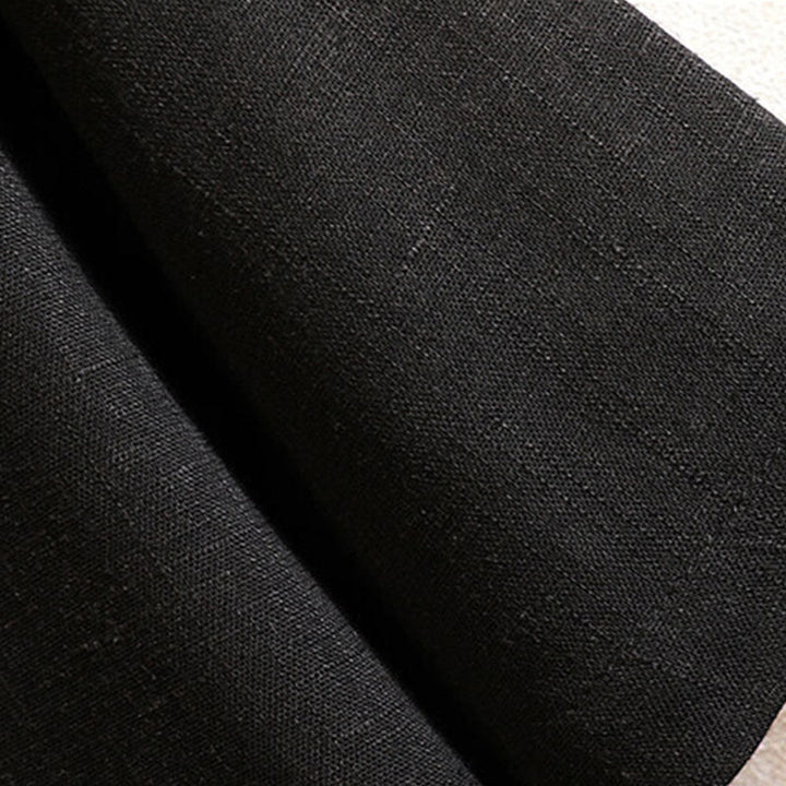 Koszula męska z krótkim rękawem z bawełny i lnu w jednolitym kolorze z nadrukiem „Buddha Stones Summer Chinese Frog-button” - image 6