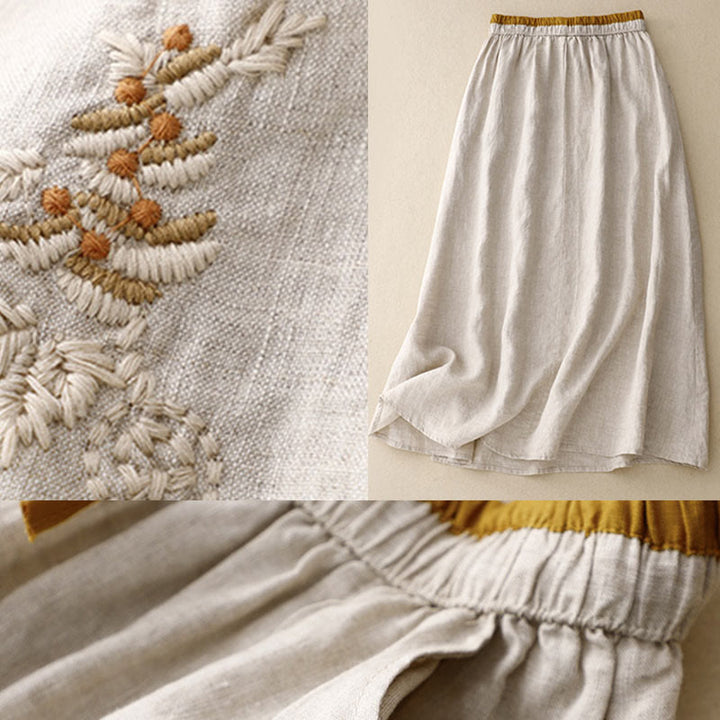 Spódnica damska ze ściągaczem i kieszeniami, vintage, z haftowanymi Buddha Stones - image 12