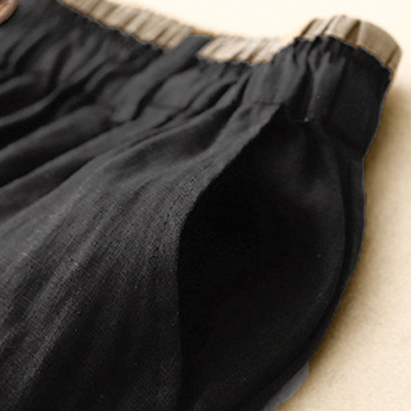 Buddha Stones Vintage Casual Gładka Boczne Rozcięcie Elastyczna Talia Bawełna Len Damska Spódnica Z Kieszeniami - image 11