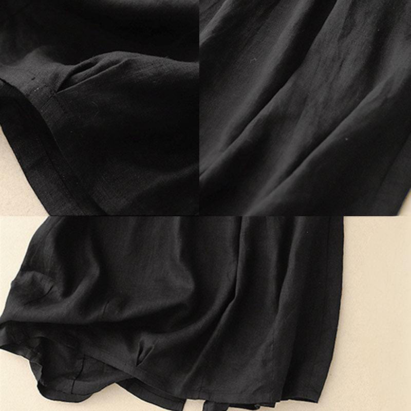 Buddha Stones Vintage Casual Gładka Boczne Rozcięcie Elastyczna Talia Bawełna Len Damska Spódnica Z Kieszeniami - image 14