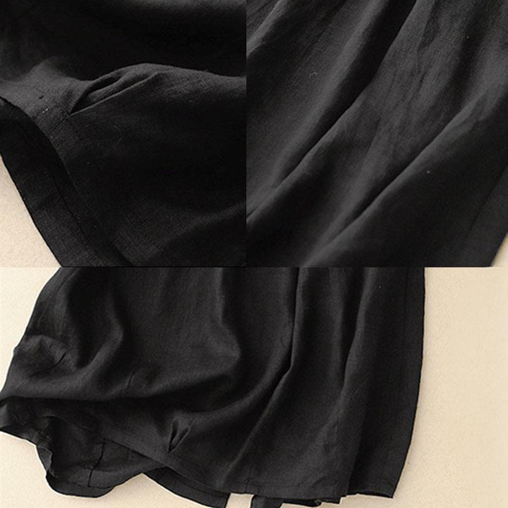 Buddha Stones Vintage Casual Gładka Boczne Rozcięcie Elastyczna Talia Bawełna Len Damska Spódnica Z Kieszeniami - image 14