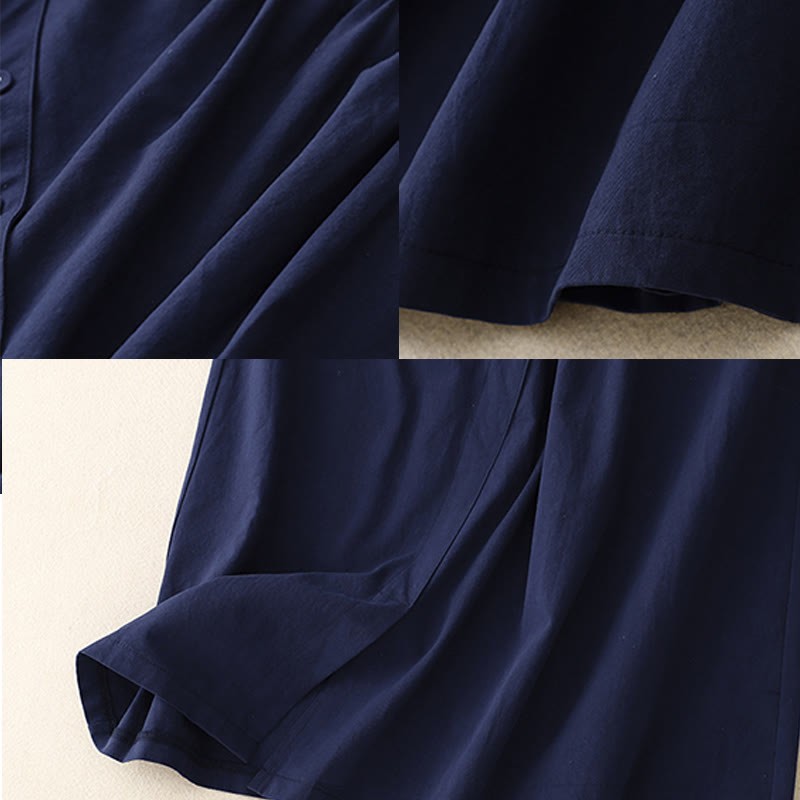 Spódnica damska z kieszeniami Buddha Stones Casual Plain Asymetryczny Guzik Wzór Bawełna - image 6