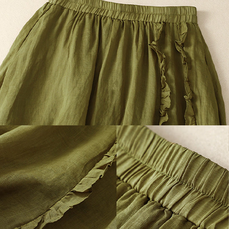 Spódnica bawełniana damska Buddha Stones Summer Plain Ruffle Design - image 3