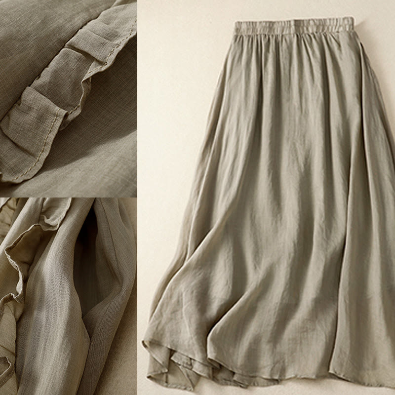 Spódnica bawełniana damska Buddha Stones Summer Plain Ruffle Design - image 9