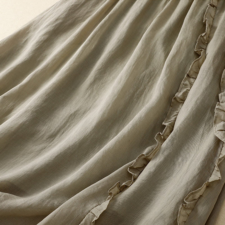 Letnia spódnica damska z falbanką i gładkim wzorem "Buddha Stones" - image 6