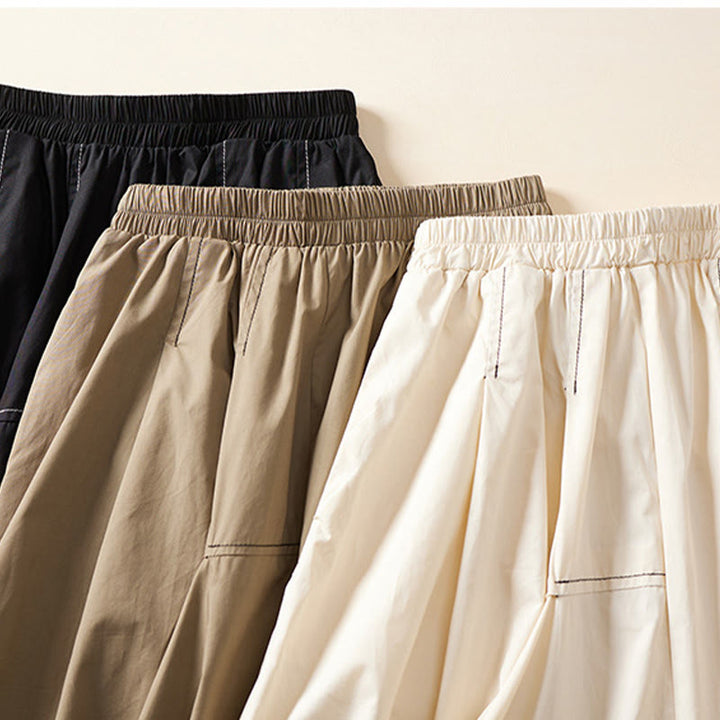 Buddha Stones Letnia swobodna nieregularna spódnica damska z bawełny z kieszeniami - image 11