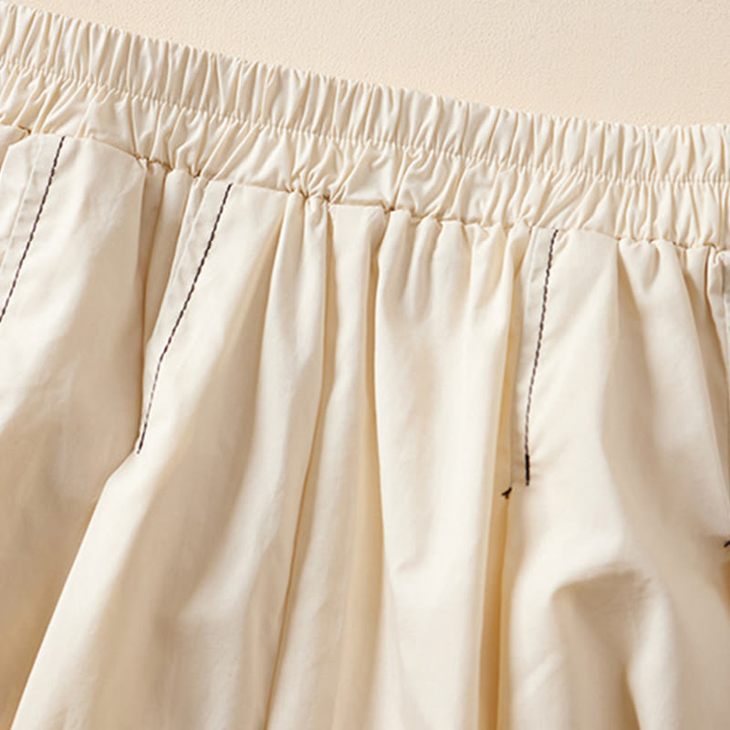 Buddha Stones Letnia swobodna nieregularna spódnica damska z bawełny z kieszeniami - image 2